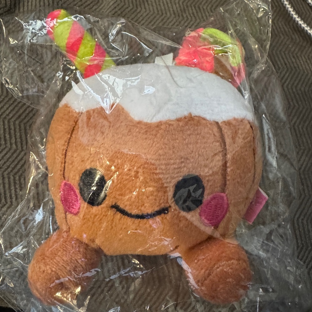 Tree Hut Cute Plush Toy with Pink and White Accents Keychain
